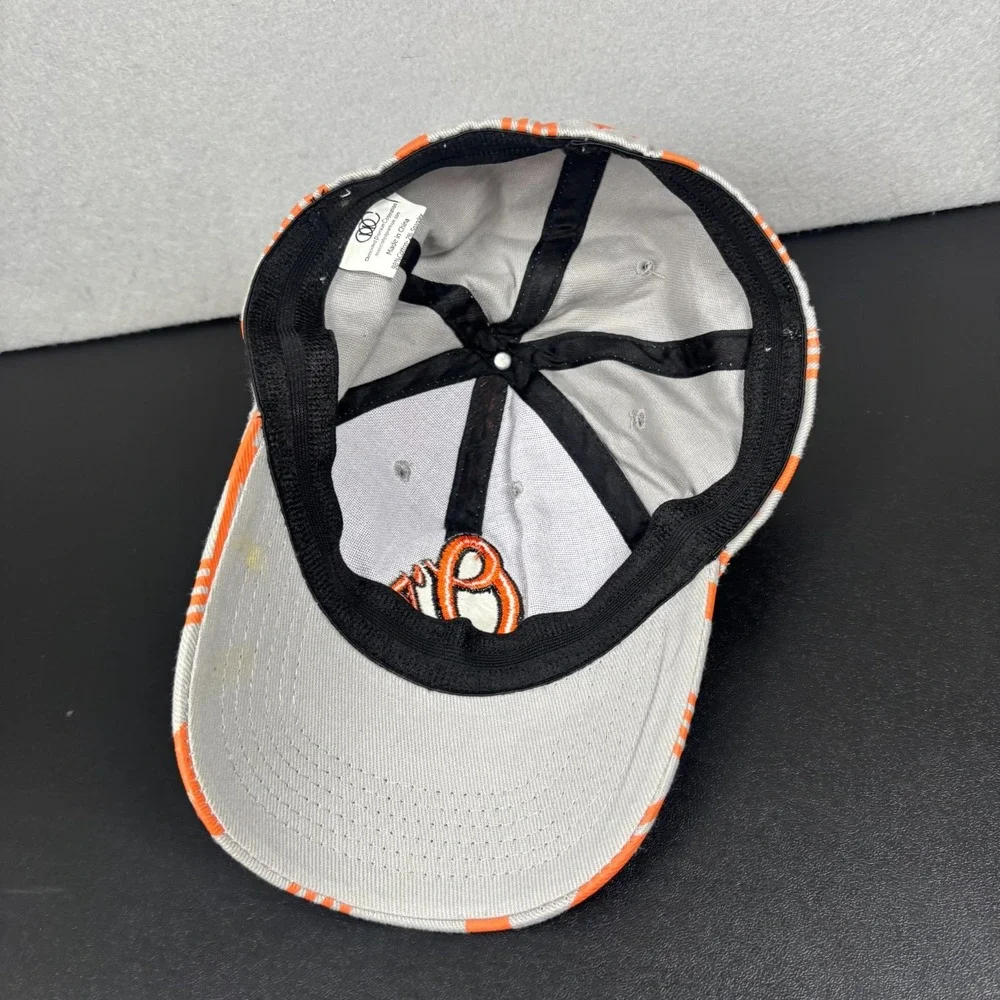 Baltimore Orioles MLB Baseball Cap Hat Gray Orange Plaid Unisex OSFM Stretch